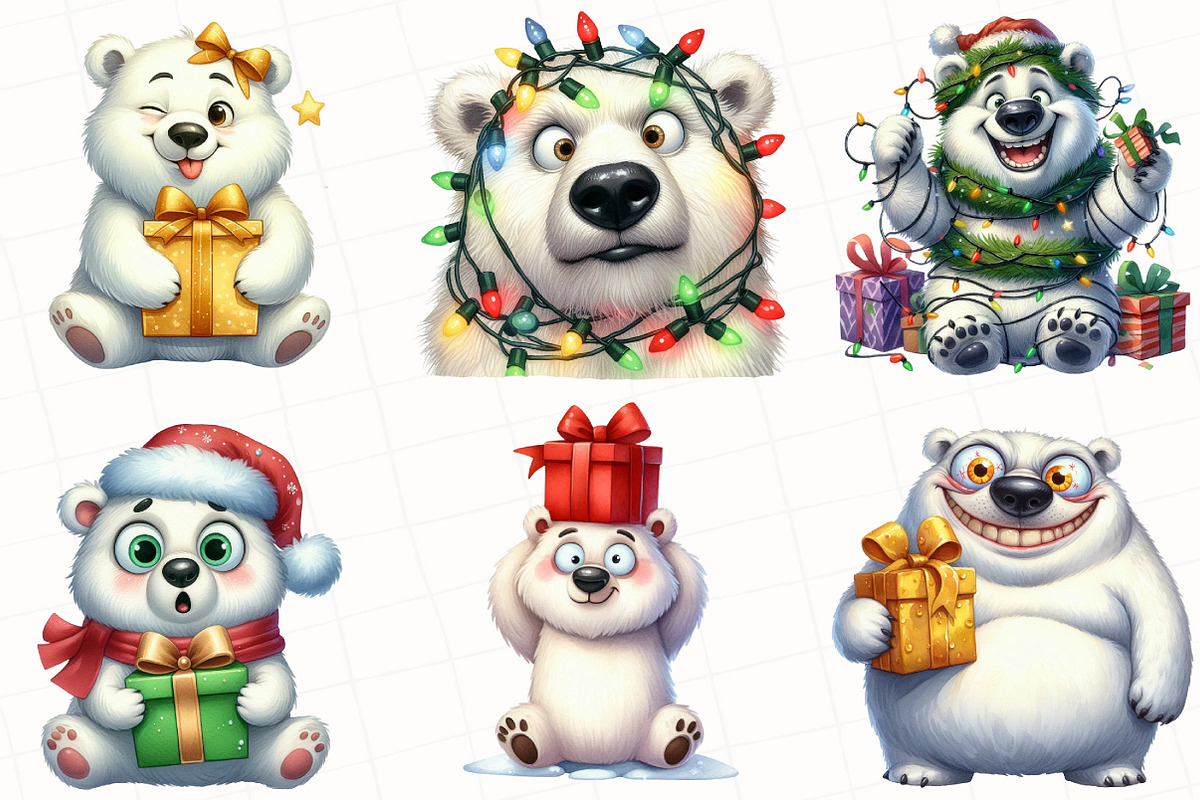 Christmas Polar Bear Clipart, an Illustration by OK Design (Photo 2 of 5)