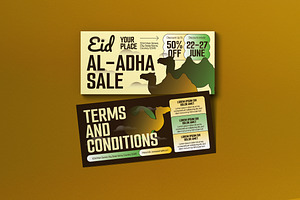 Beige Brown Bold Eid Al Adha Voucher, a Card Template by graphicook