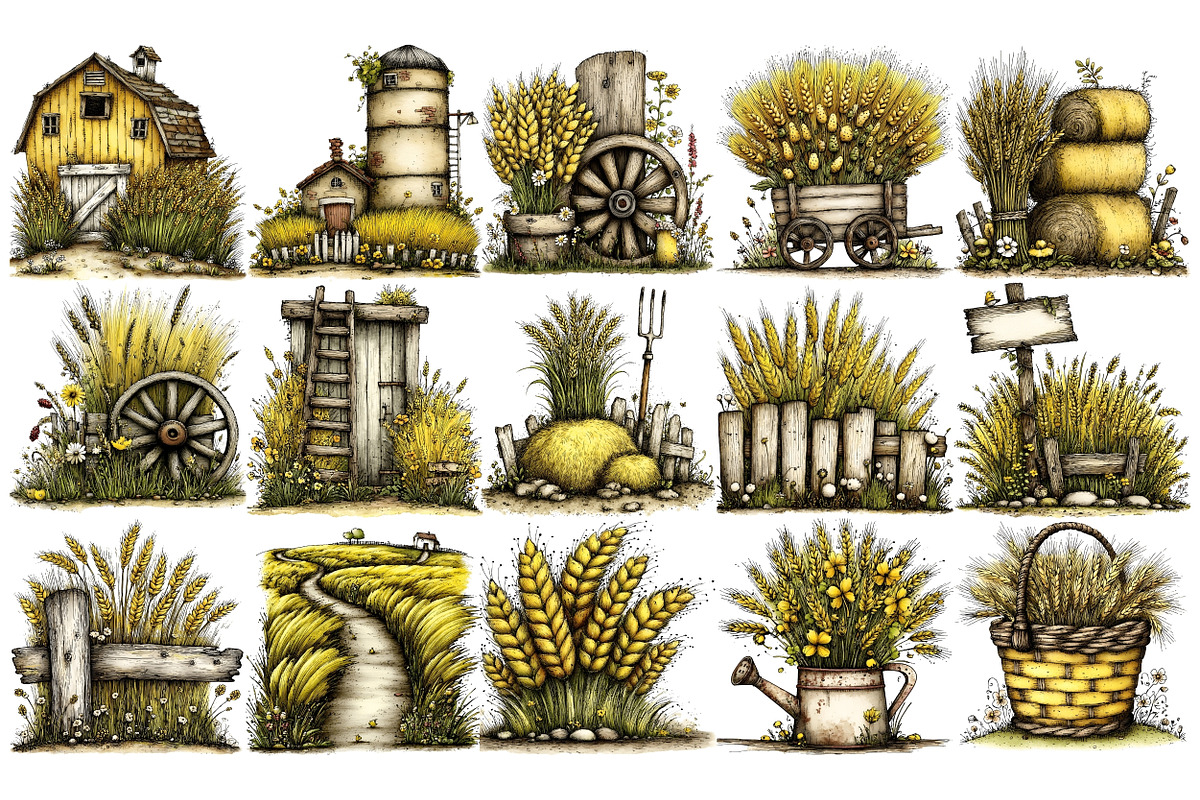 Whimsical Wheat Farm PNG, a Seasonal Illustration by Nicolle's Colorful Art (Photo 4 of 4)