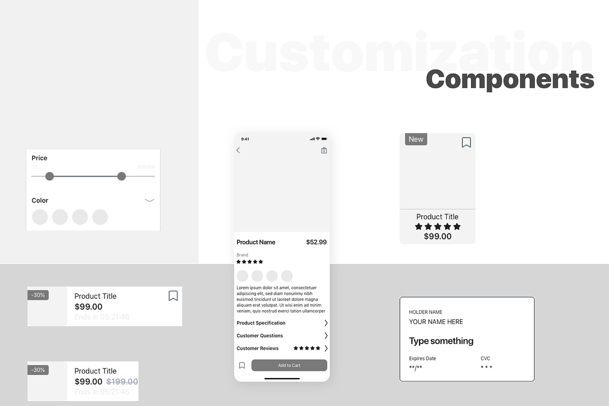 Buey E-commerce app Wireframe Kit, a Wireframe Template by Capi Product (Photo 4 of 10)