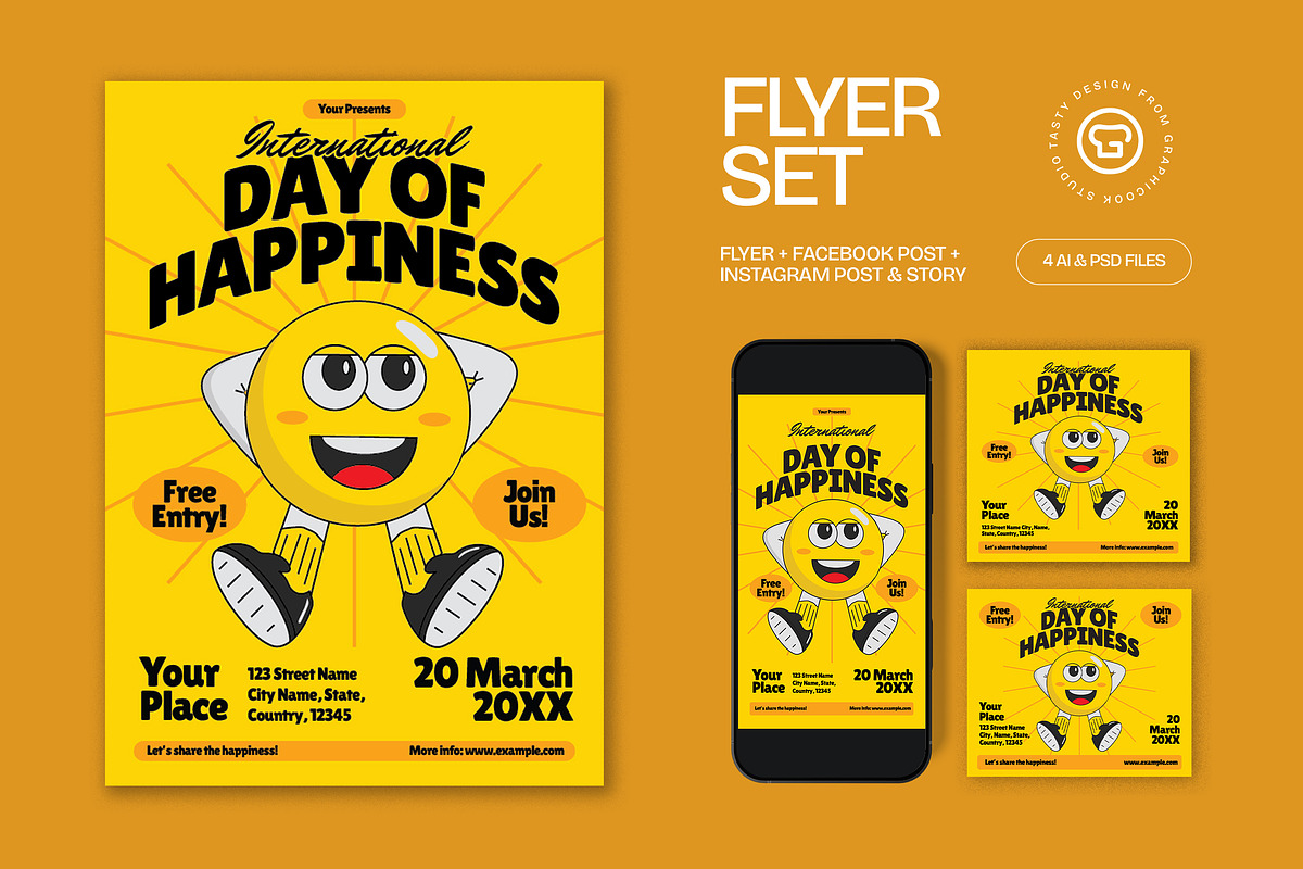 Day of Happiness Flyer Set, a Flyer Template by graphicook (Photo 1 of 3)
