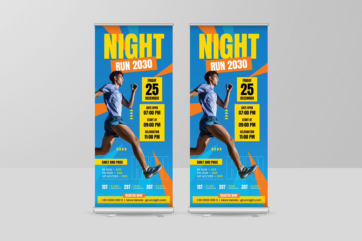 Night Run Roll Up Banner, a Poster Template by Annora Studio (Photo 2 of 6)