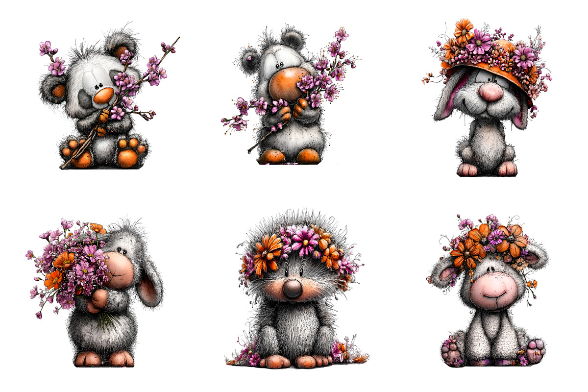 Whimsical Easter Animals Clipart, an Illustration by SinaCreation (Photo 2 of 11)