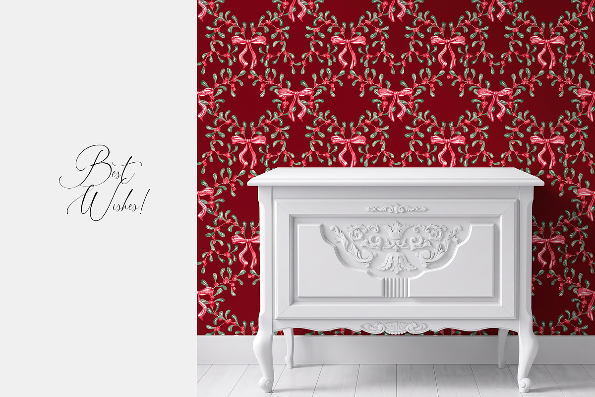 Christmas Mistletoe Ornamental Print, a Pattern Graphic by SirenaArt (Photo 18 of 18)