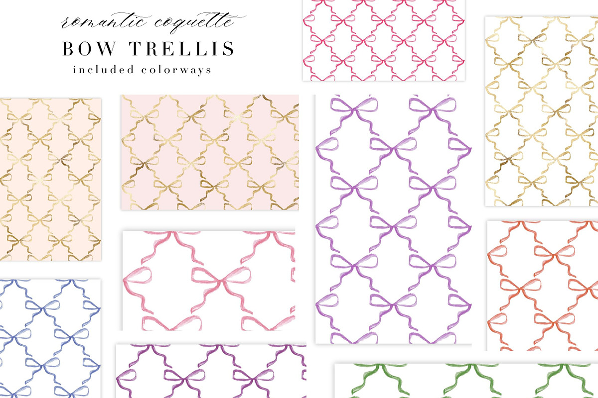 Coquette Bow Trellis Pattern Repeat, a Pattern Graphic by Essem Creatives (Photo 3 of 5)
