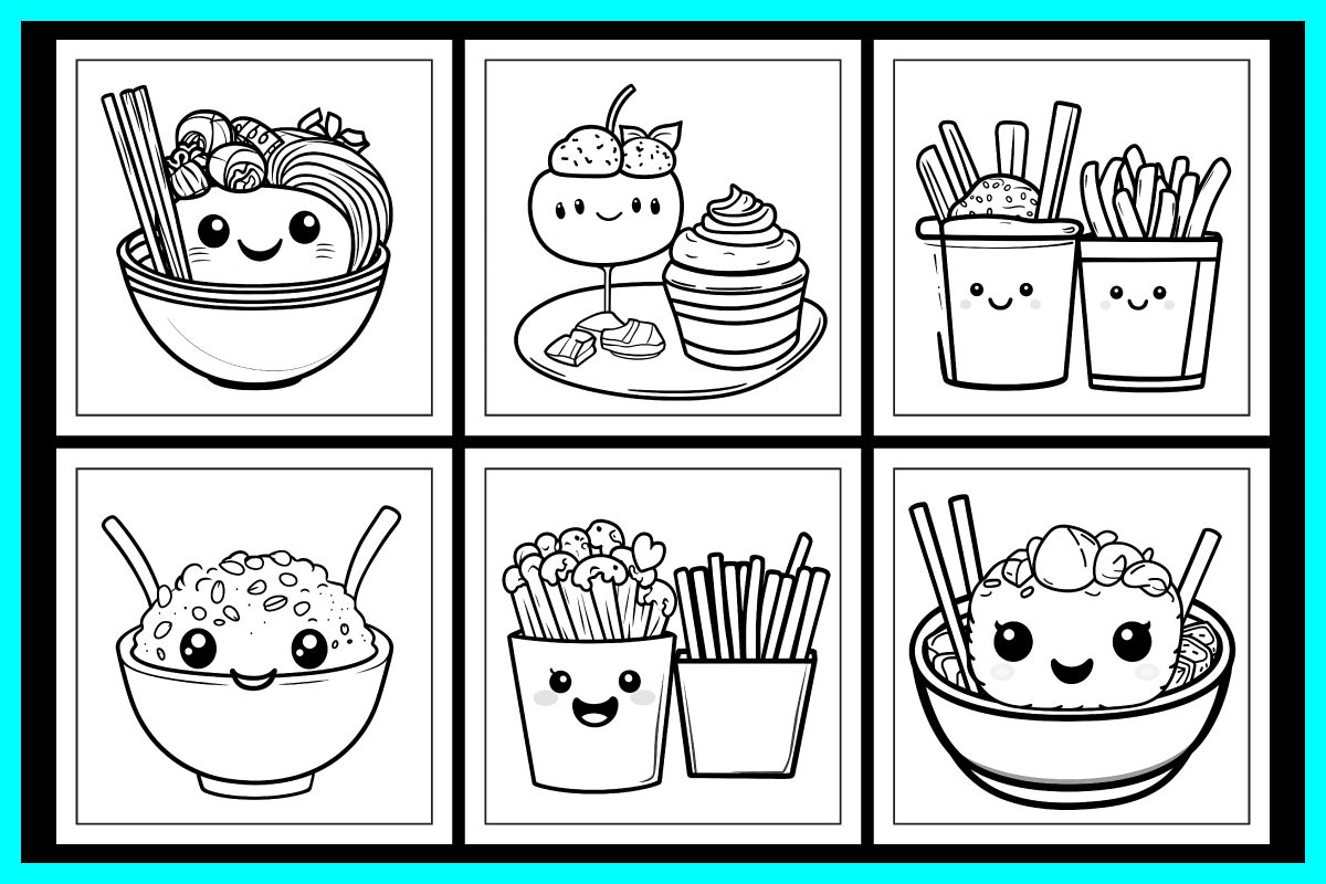 Kawaii Food Coloring Pages, a Food Illustration by protabsorkar11 (Photo 2 of 7)