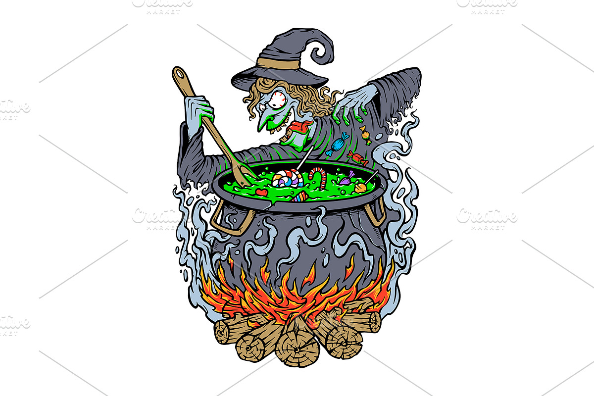 Witch cooking halloween candy, a Person Illustration by gunaonedesign (Photo 1 of 4)