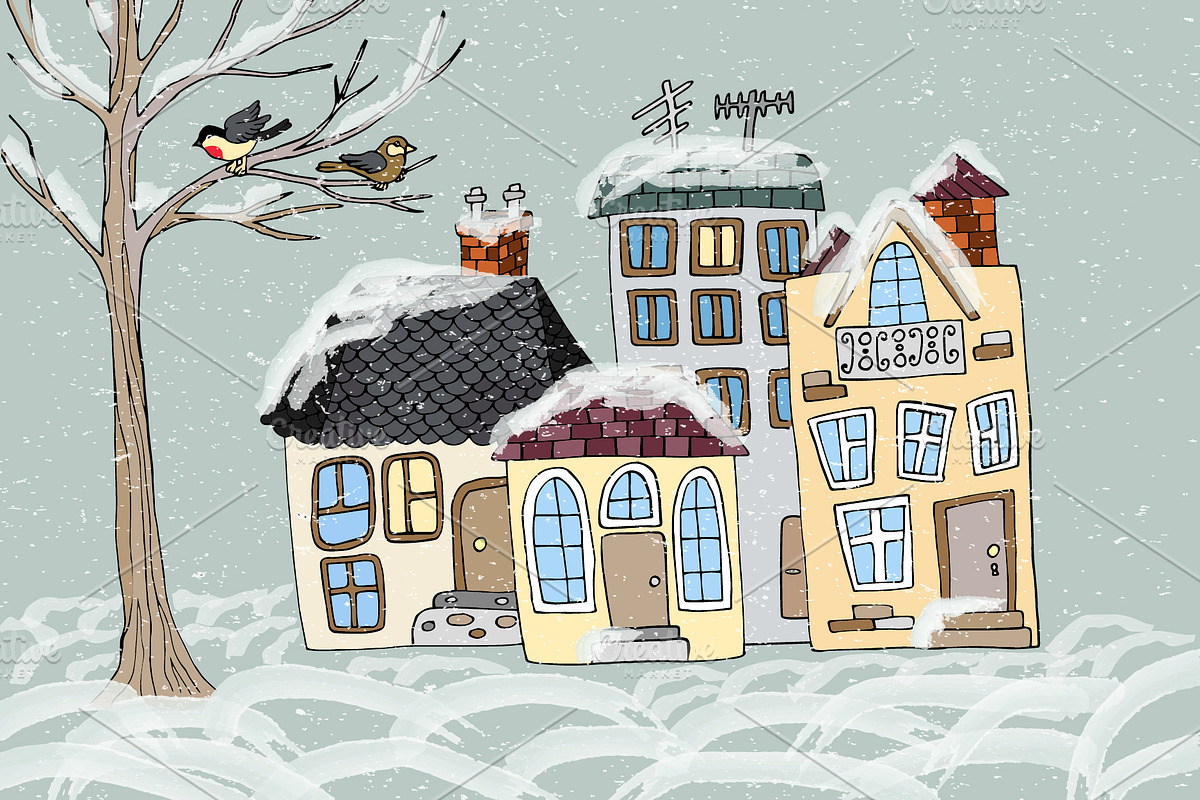 Winter town, a Decorative Illustration by El Design (Photo 1 of 2)