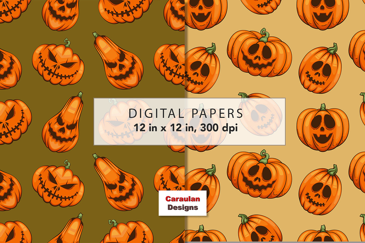 Scary Pumpkins Seamless Patterns, a Pattern Graphic by Serghei Caraulan (Photo 3 of 8)