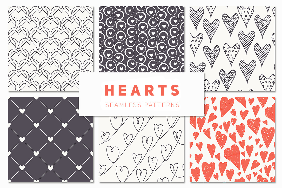 Hearts Seamless Patterns Set, a Pattern Graphic by Curly_Pat (Photo 1 of 9)