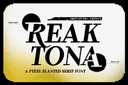 Reaktona - Pixel Slanted Serif Font, a Serif Font by Drizy (Thumbnail 1 of 10)