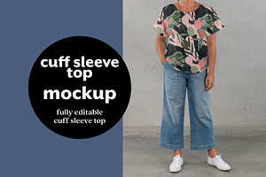 Cuff Sleeve Top Mockup