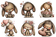 Whimsical Valentine Bunny Clipart, an Illustration by Craft Nest (Thumbnail 4 of 10)