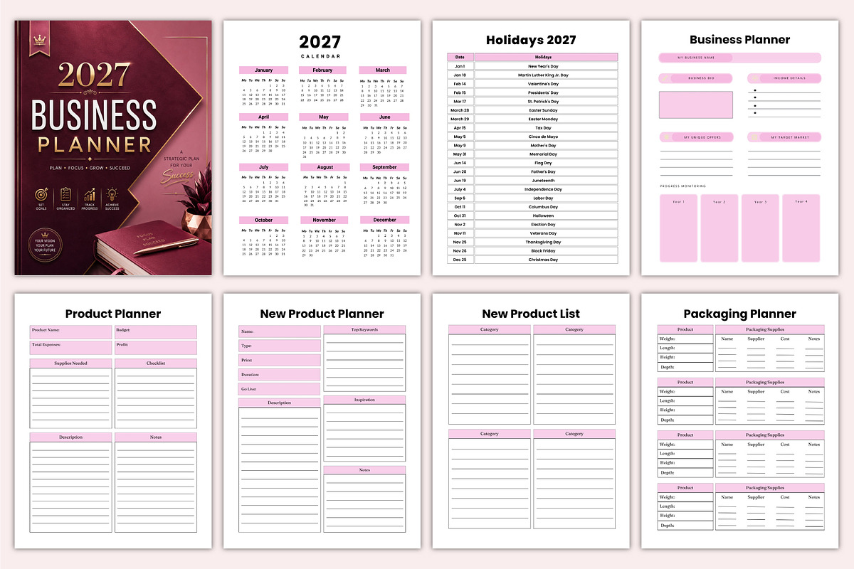 Editable 2027 Business Planner, a Stationery Template by Shumaya (Photo 2 of 6)
