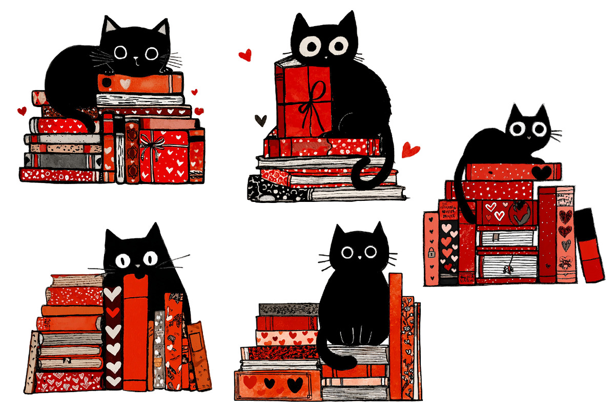 Valentine Black cat clipart, an Illustration by Designworld (Photo 3 of 3)