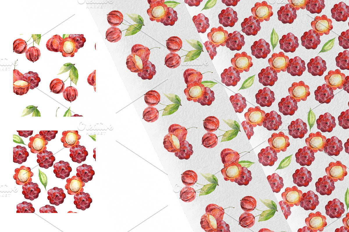 Watercolor tropical fruits., an Illustration by TaPilipa (Photo 32 of 39)