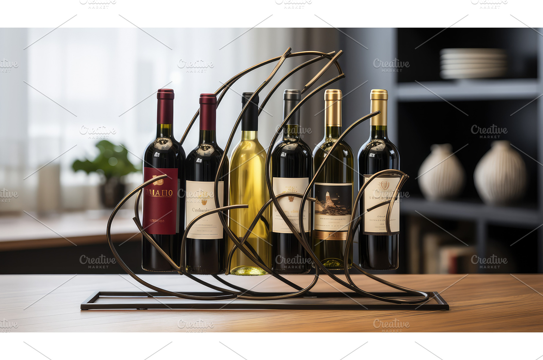 bottles wine frame ai generated, an Arts & Entertainment Photo by pikepicture