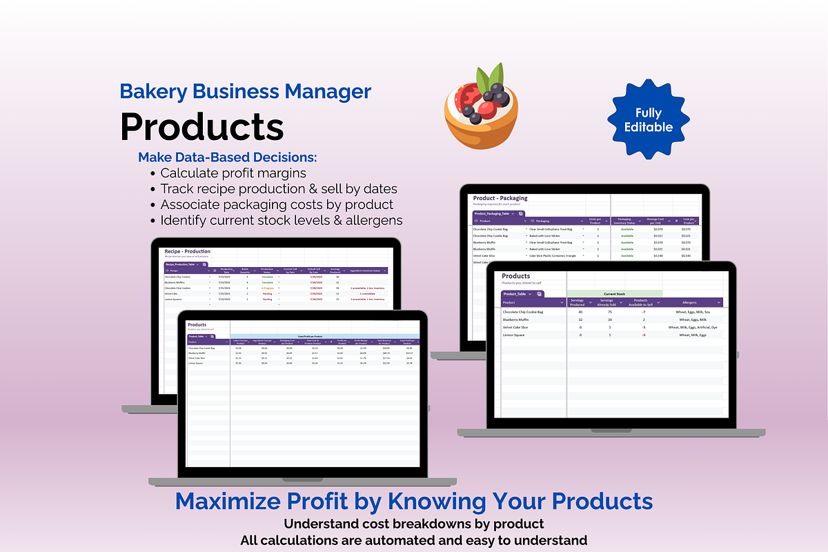 Bakery Business - Google Sheets, an App Template by Ardent Workshop (Photo 6 of 9)