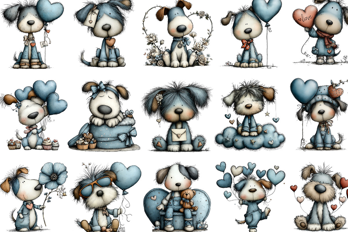 Whimsical Puppy Love Valentine, an Illustration by Designking (Photo 3 of 5)