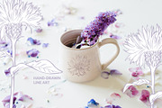 Flowers Line Art. Floral Clipart, a Decorative Illustration by ilonitta (Thumbnail 8 of 11)