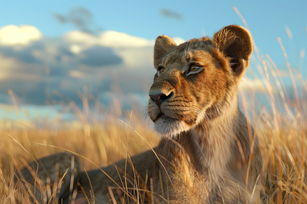 Big female lion in savannah, an Animal Photo by AlyaAnd