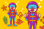 Man Diver Profession Cartoon Vector, a Person Illustration by MEDZ (Thumbnail 1 of 3)
