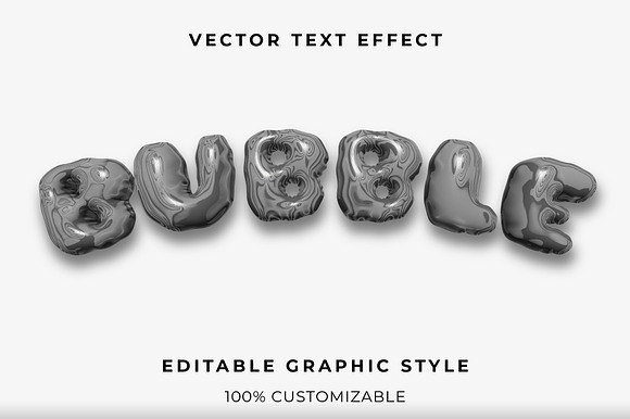 Metallic Black Bubble Text Effect preview 3
