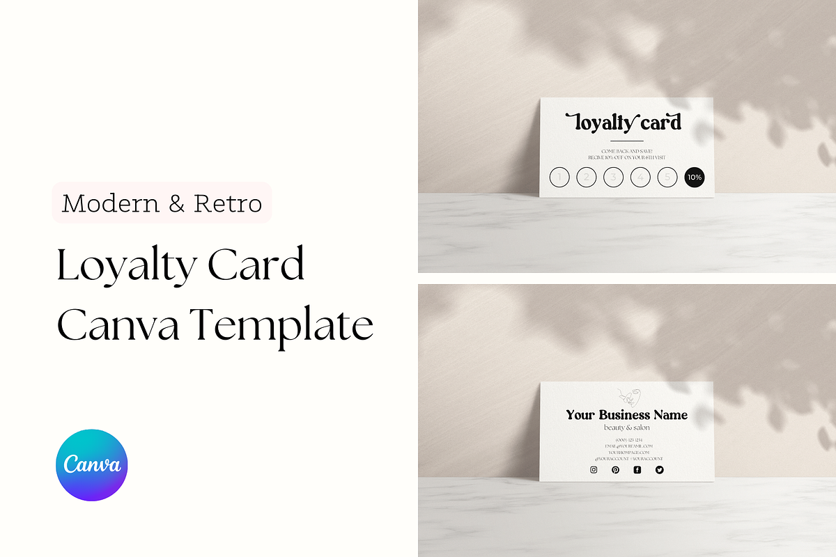 Retro Loyalty Card Canva Template, a Business Card Template by Hellohastore (Photo 1 of 9)