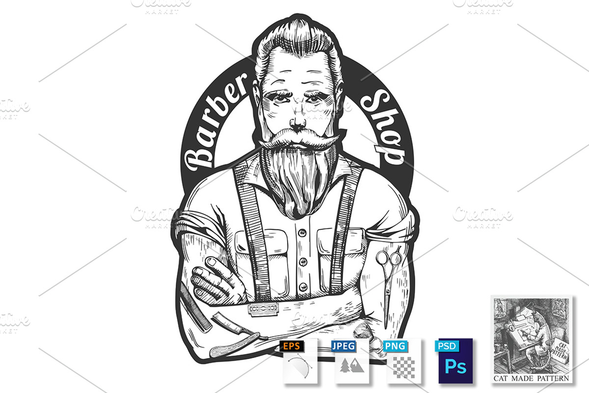 Barber portrait, a Person Illustration by CatMadePattern