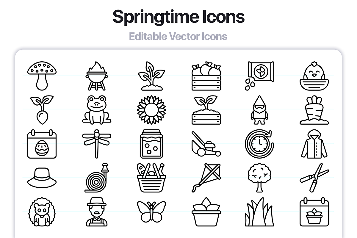 50 Springtime Line Vector Icons, an Outline Icon by Juicy Icons (Photo 5 of 5)