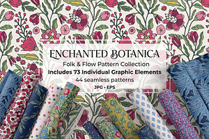 Folk Floral Seamless Patterns