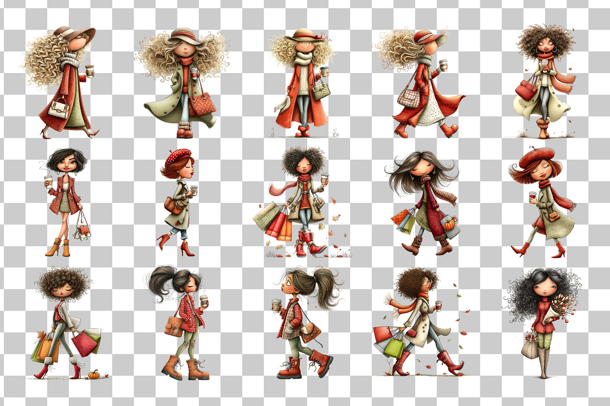 Autumn Woman PNG Clipart Bundle, a Person Illustration by Nicolle's Colorful Art (Photo 3 of 5)