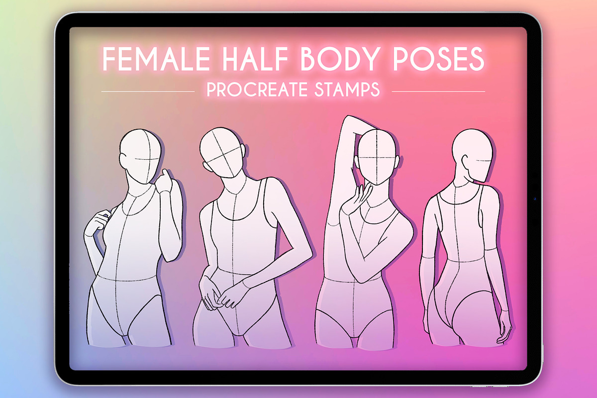 Procreate Female Half Body Poses, a Brush Add-On by SmuffizStudio (Photo 1 of 2)