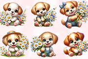 Cute Puppy Daisy Flower Clipart, an Animal Illustration by Craft Nest (Thumbnail 4 of 5)