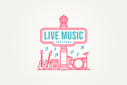 music festival line art icon logo, a Branding & Logo Template by Blazybone (Thumbnail 1 of 2)
