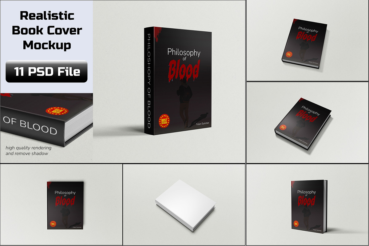 Realistic Book Cover Mockup, a Print Template by rahmatmoscae (Photo 1 of 12)