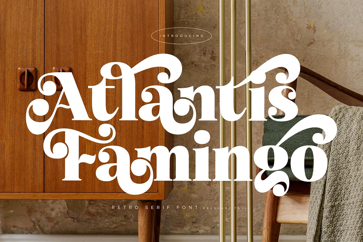Atlantis Famingo Retro Serif Font, a Serif Font by Letterena Studios (Photo 1 of 15)