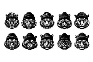 Tiger Head In Bini Hat With