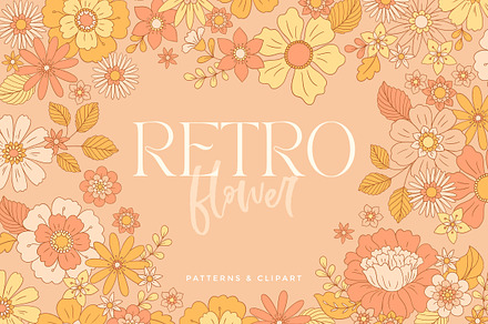 Retro Flower - Patterns & Clipart
