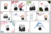 Ink painting of zen monks, an Illustration by Elina_Li (Thumbnail 2 of 4)