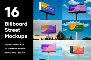 16 Billboard Street Mockups - PSD