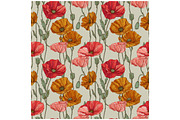 Line Art Poppy Flowers Patterns, a Texture Illustration by DreamPrint404 (Thumbnail 2 of 3)