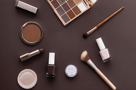 Beauty, make-up and cosmetics flatlay design with copyspace, cos, a Beauty & Fashion Photo by Anneleven