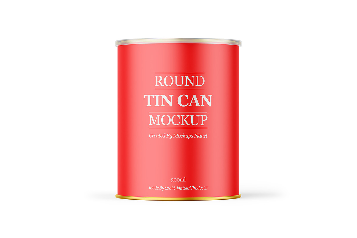 Tin Can w/ Matte Finish Mockup, a Cups & Container Mockup by Mockups Planet (Photo 2 of 7)