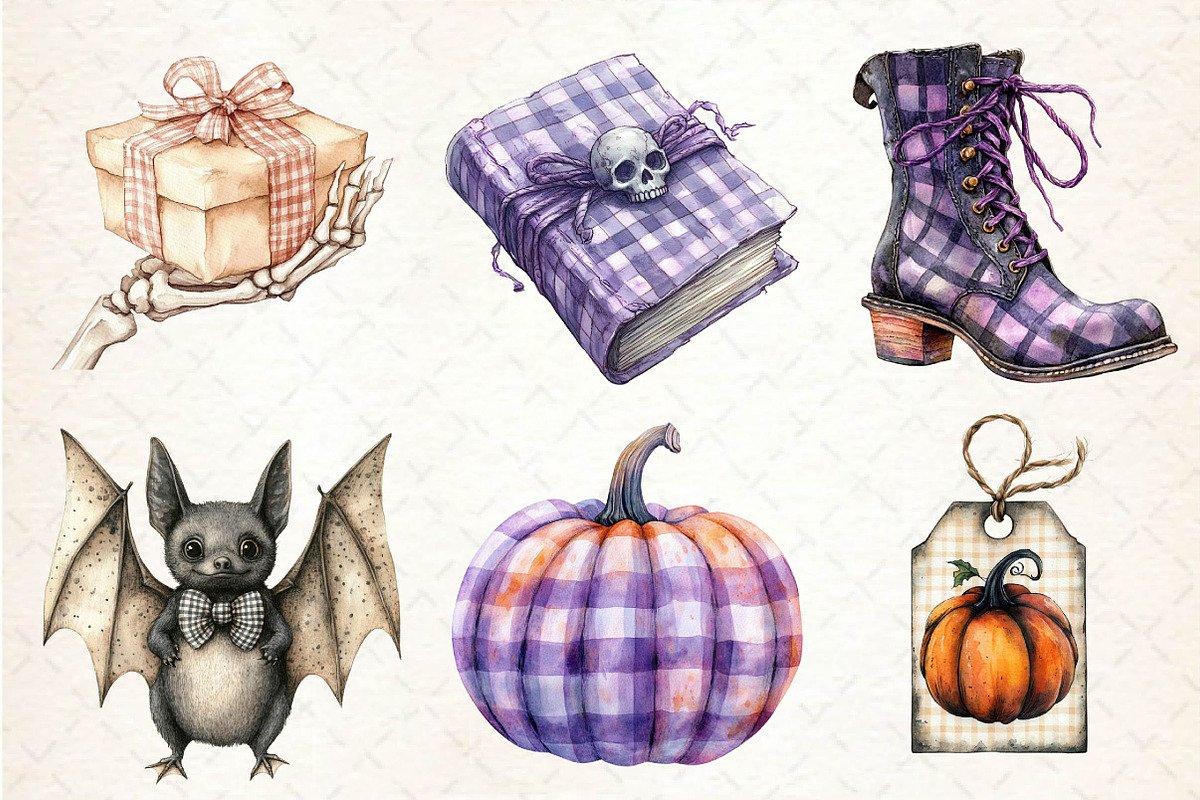 Gingham Halloween Clipart, an Illustration by Dream Creation (Photo 6 of 7)