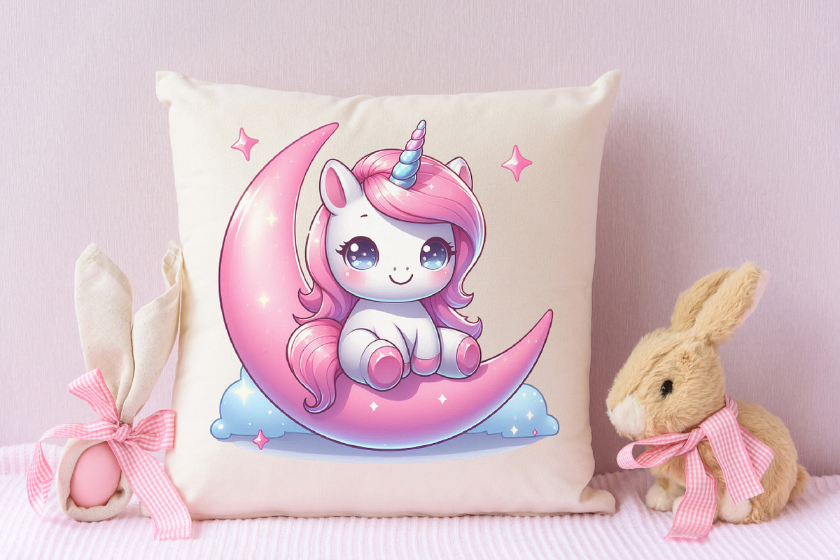 Cute pink baby unicorn, an Illustration by RobertsArt (Photo 7 of 7)
