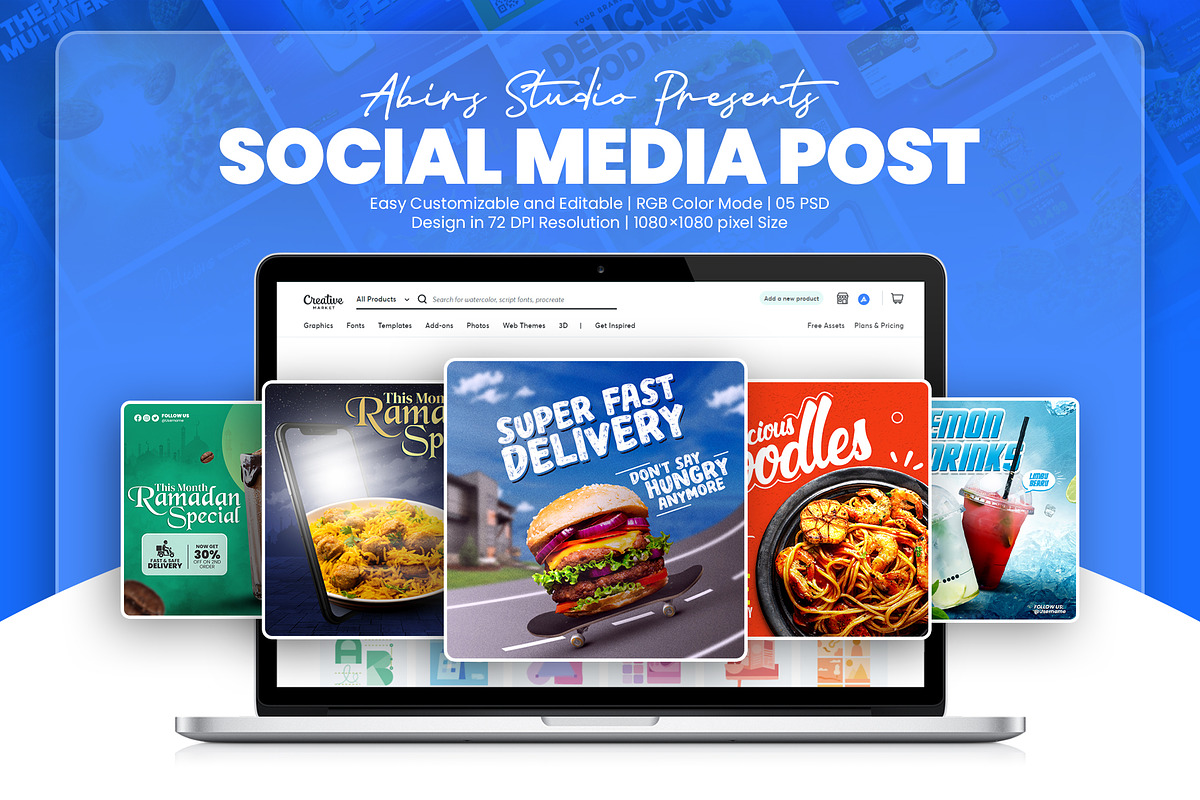 Restaurant Social Media Post, a Social Media Template by Abirs Studio