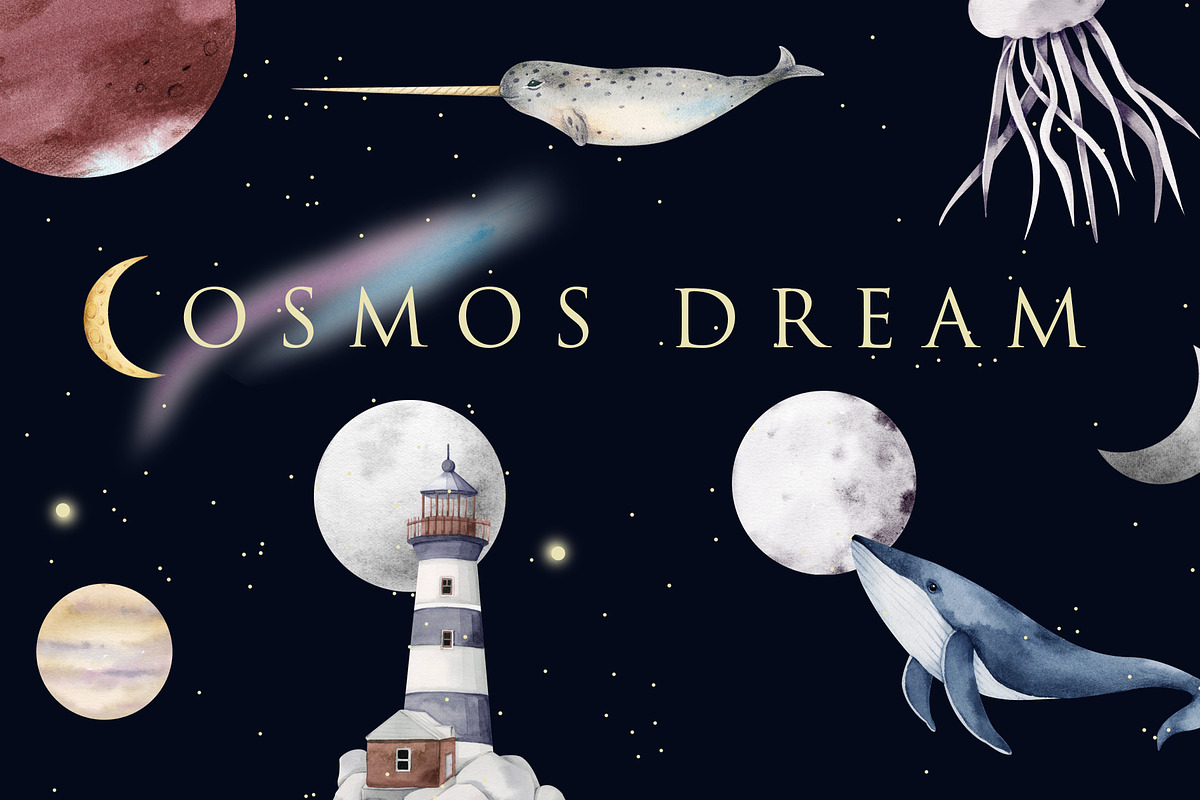 Cosmos moon underwater dreams, an Animal Illustration by nathalieclaire (Photo 1 of 13)