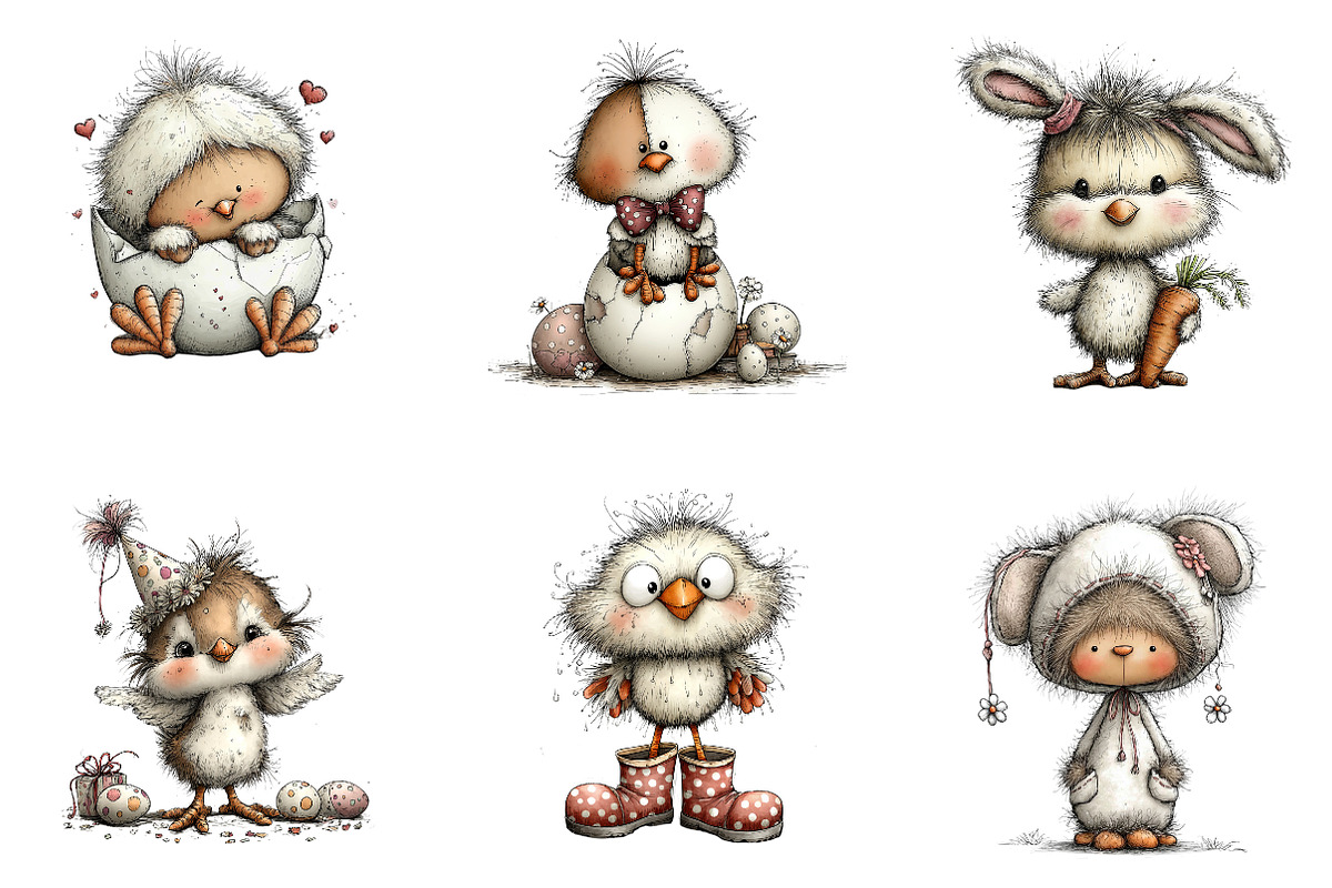 Whimsical Easter Chick Clipart, an Illustration by CreationArt (Photo 4 of 6)