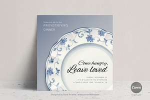 Friendsgiving Invite Canva Tem - 16, a Marketing Template by BloomToLife By Dona